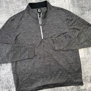 FootJoy Shirt Men XL Gray Black Heather 1/4 Zip Golf Performance Sweater Stretch